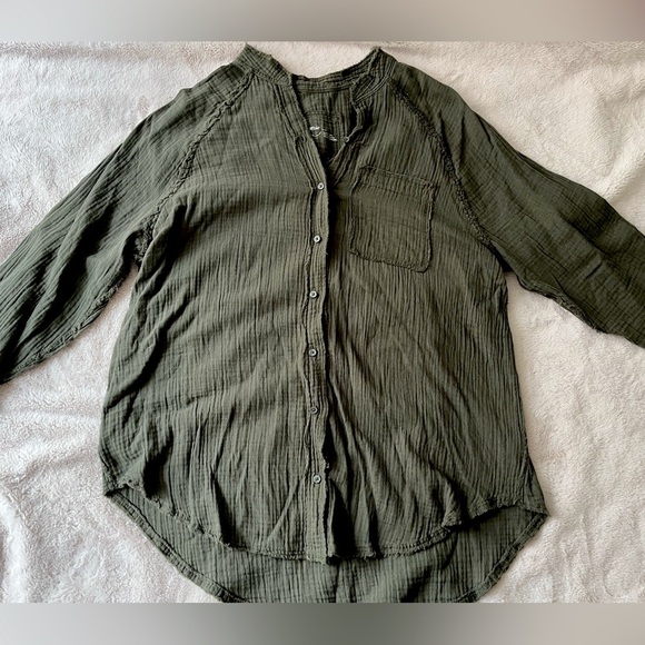 NWOT Aerie Pool to Party Gauzy Swim Coverup Cotton Olive Green Size S - Picture 9 of 13